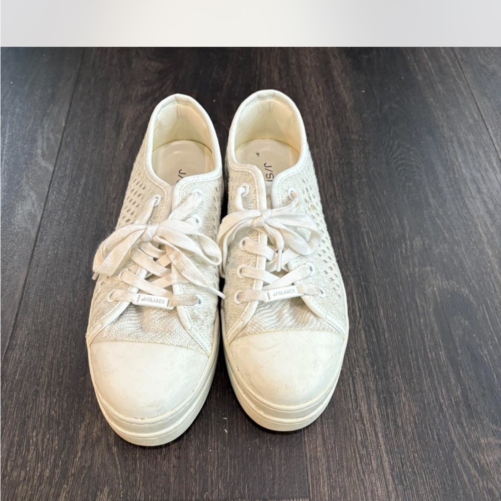 J/SLIDES Cream Lace-Up Sneakers